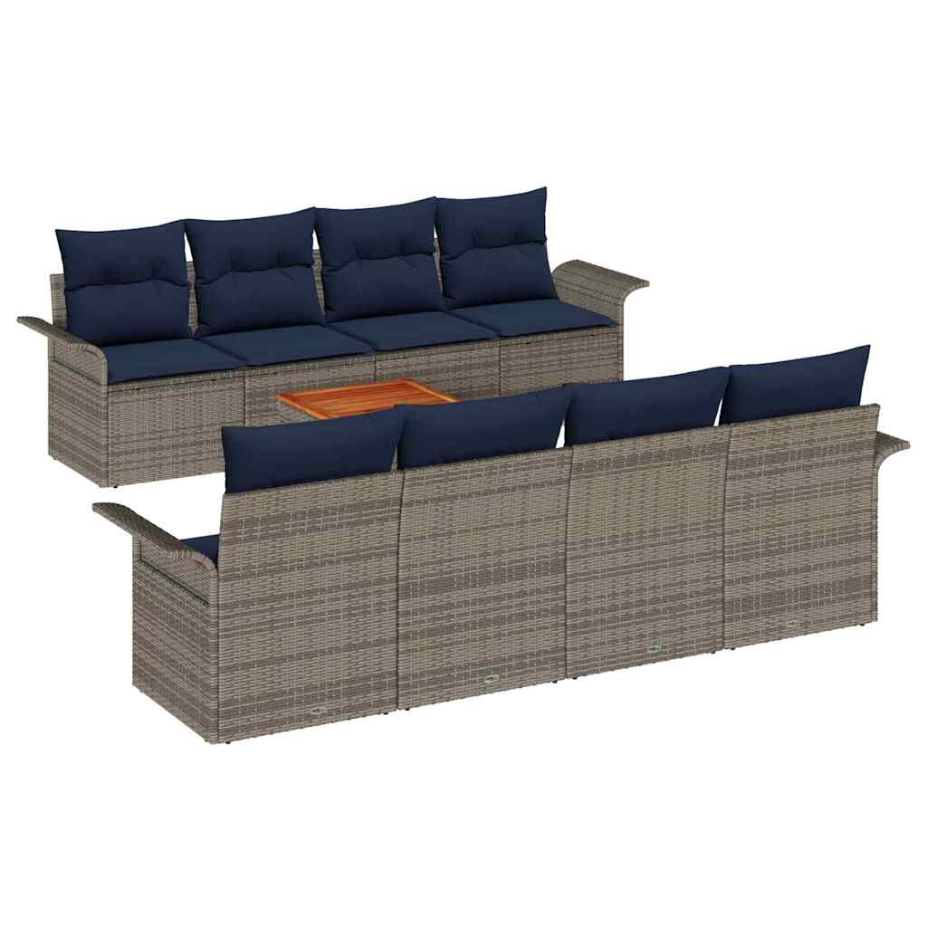 vidaXL Tuinbankenset met kussen 9 pcs Zwart poly rattan