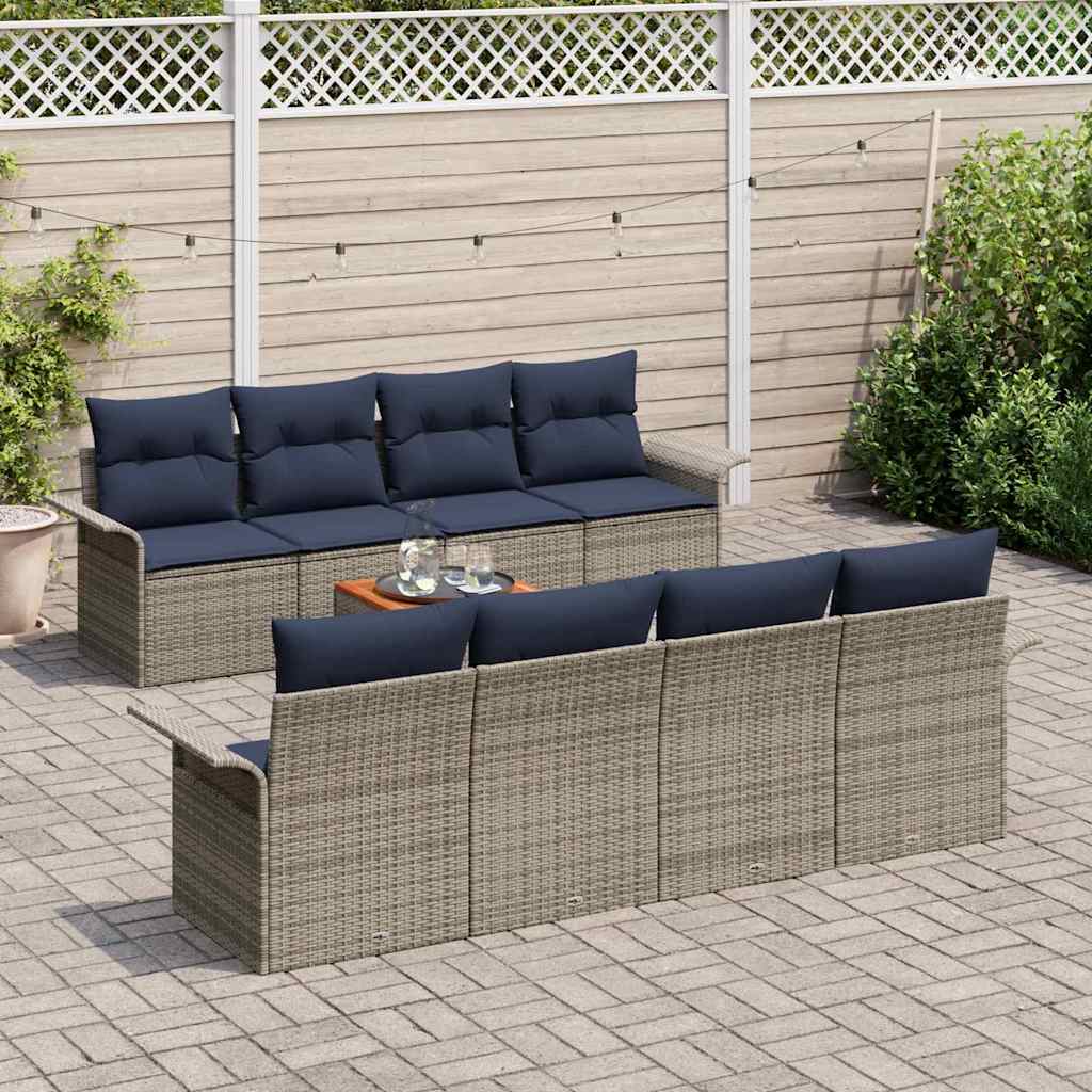 vidaXL Tuinbankenset met kussen 9 pcs Zwart poly rattan