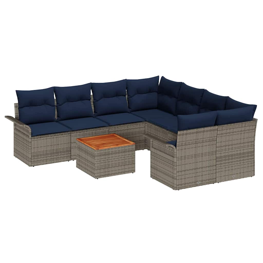 vidaXL Tuinbankenset met kussen 9 pcs Zwart poly rattan
