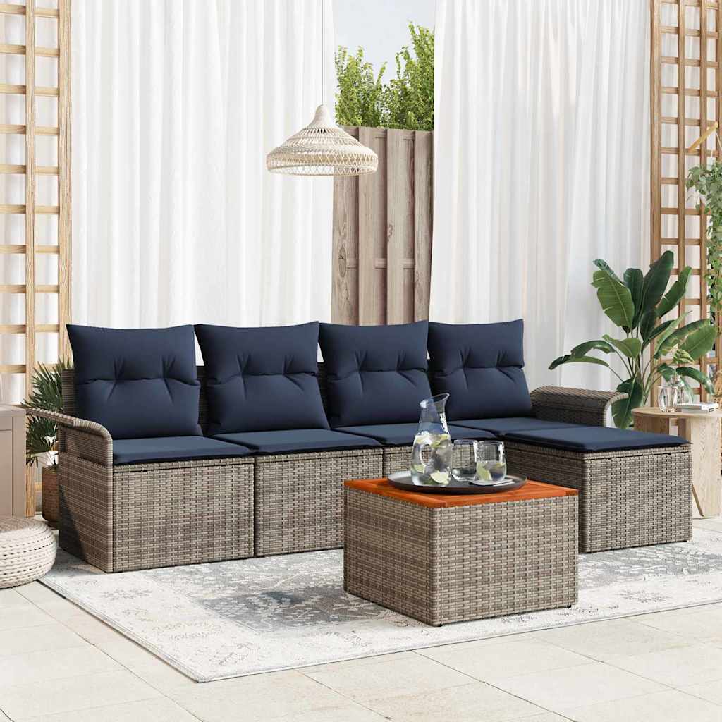 vidaXL Tuinbankenset met kussen 6 pcs Zwart poly rattan