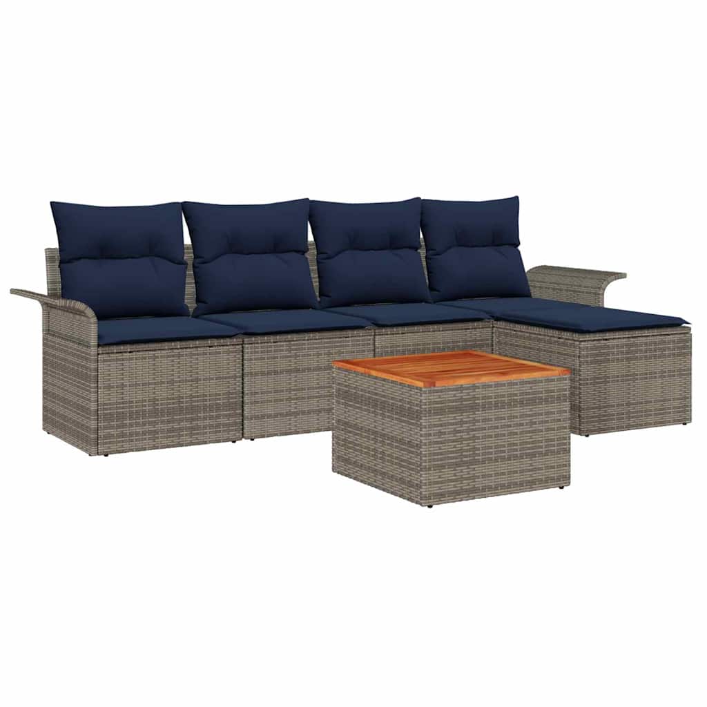 vidaXL Tuinbankenset met kussen 6 pcs Zwart poly rattan