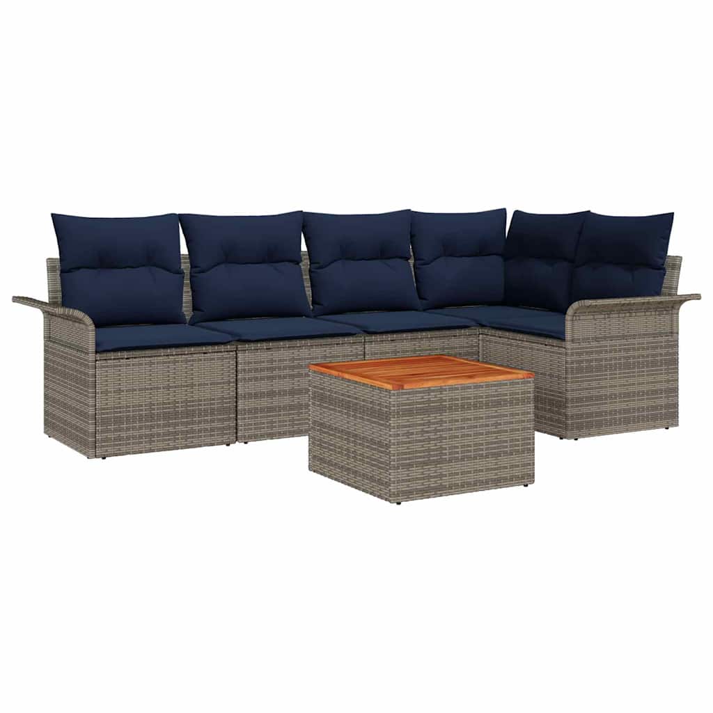 vidaXL Tuinbankenset met kussen 6 pcs Zwart poly rattan