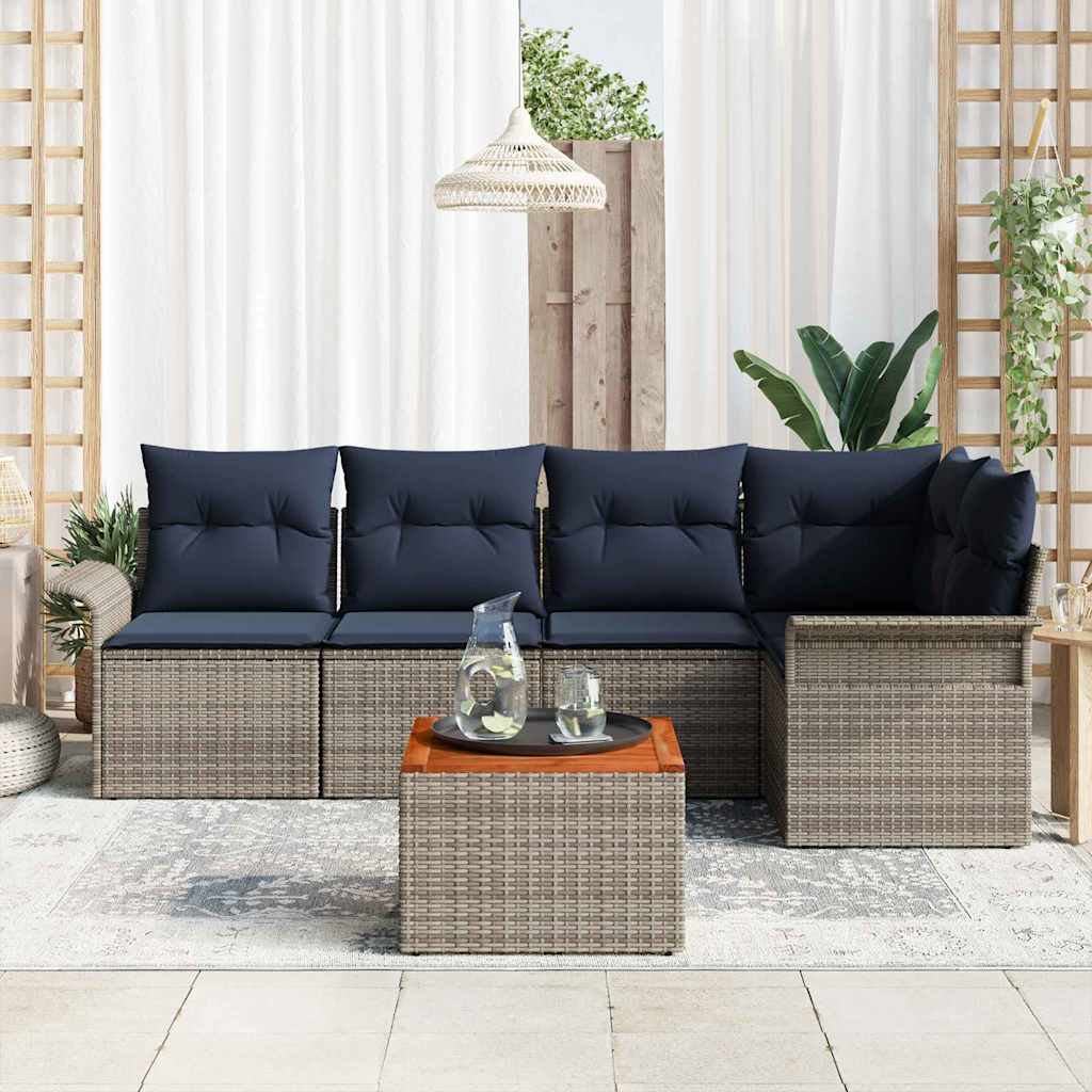 vidaXL Tuinbankenset met kussen 6 pcs Zwart poly rattan