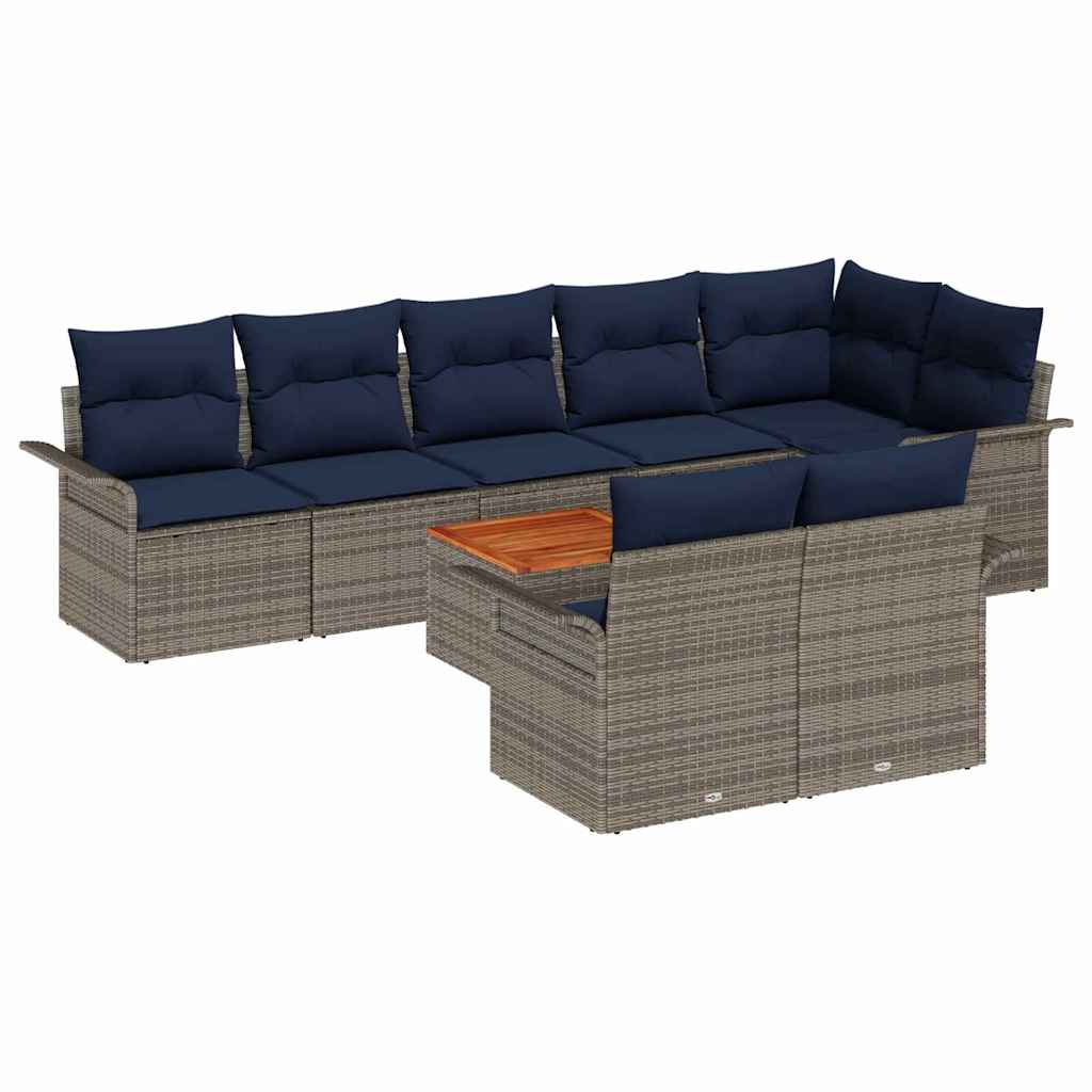 vidaXL Tuinbankenset met kussen 9 pcs Zwart poly rattan