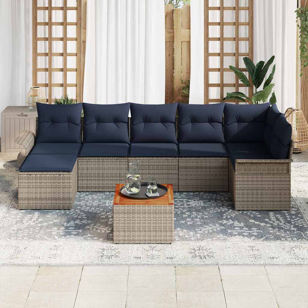 vidaXL Tuinbankenset met kussen 8 pcs Grijs poly rattan