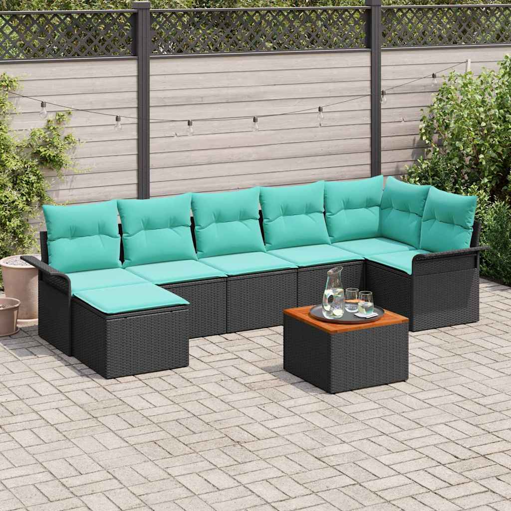 vidaXL Tuinbankenset met kussen 8 pcs Grijs poly rattan