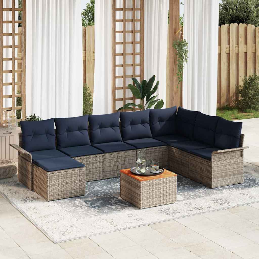vidaXL Tuinbankenset met kussen 9 pcs Zwart poly rattan