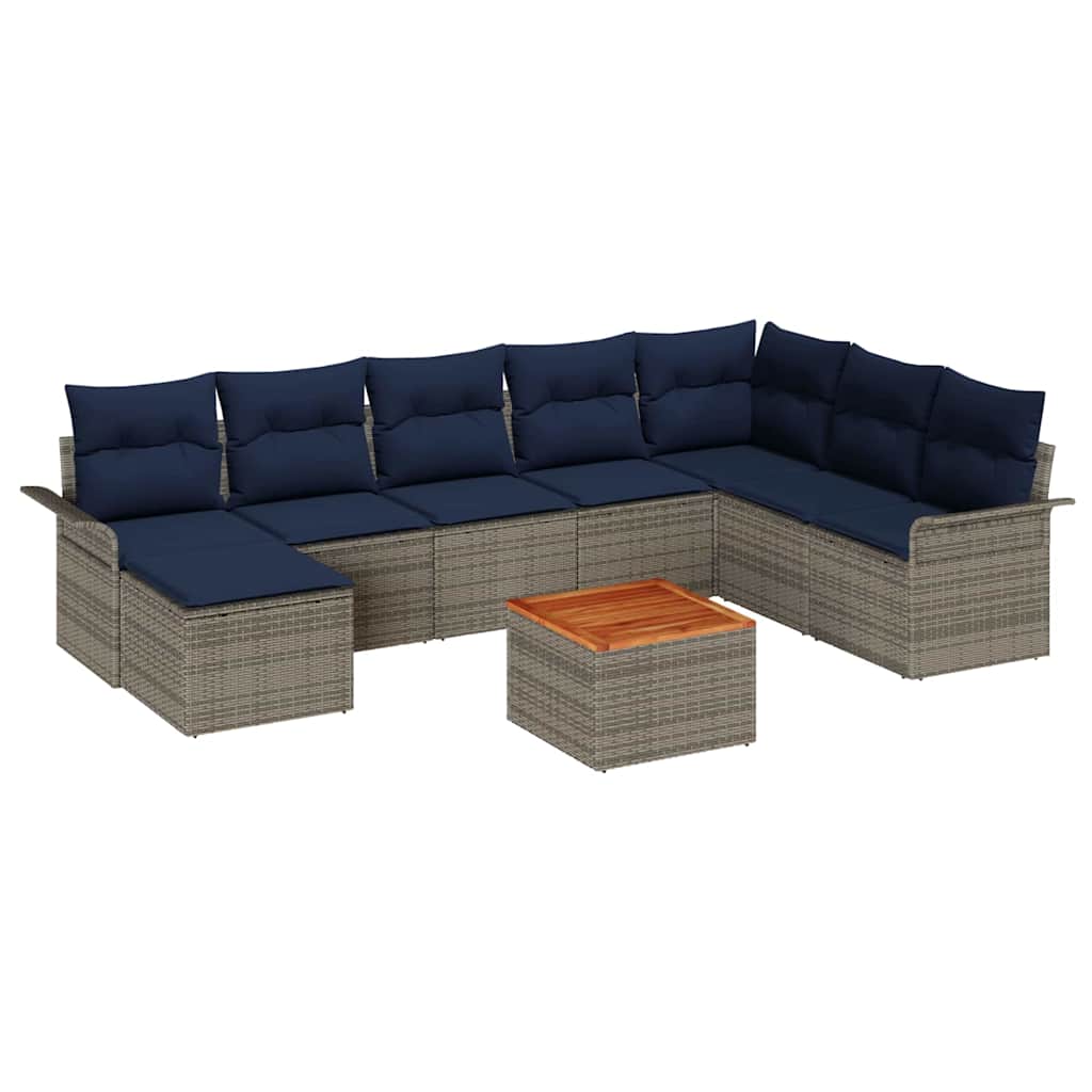 vidaXL Tuinbankenset met kussen 9 pcs Zwart poly rattan
