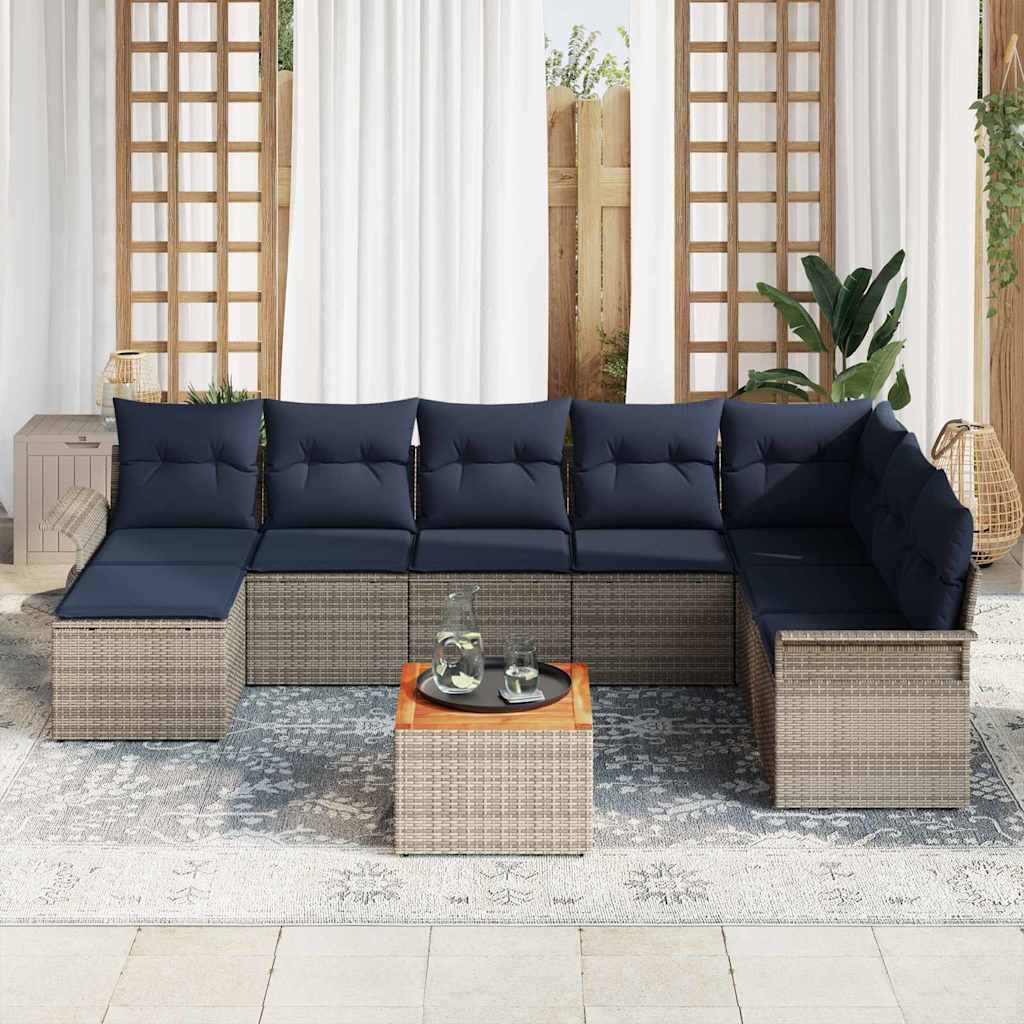 vidaXL Tuinbankenset met kussen 9 pcs Zwart poly rattan