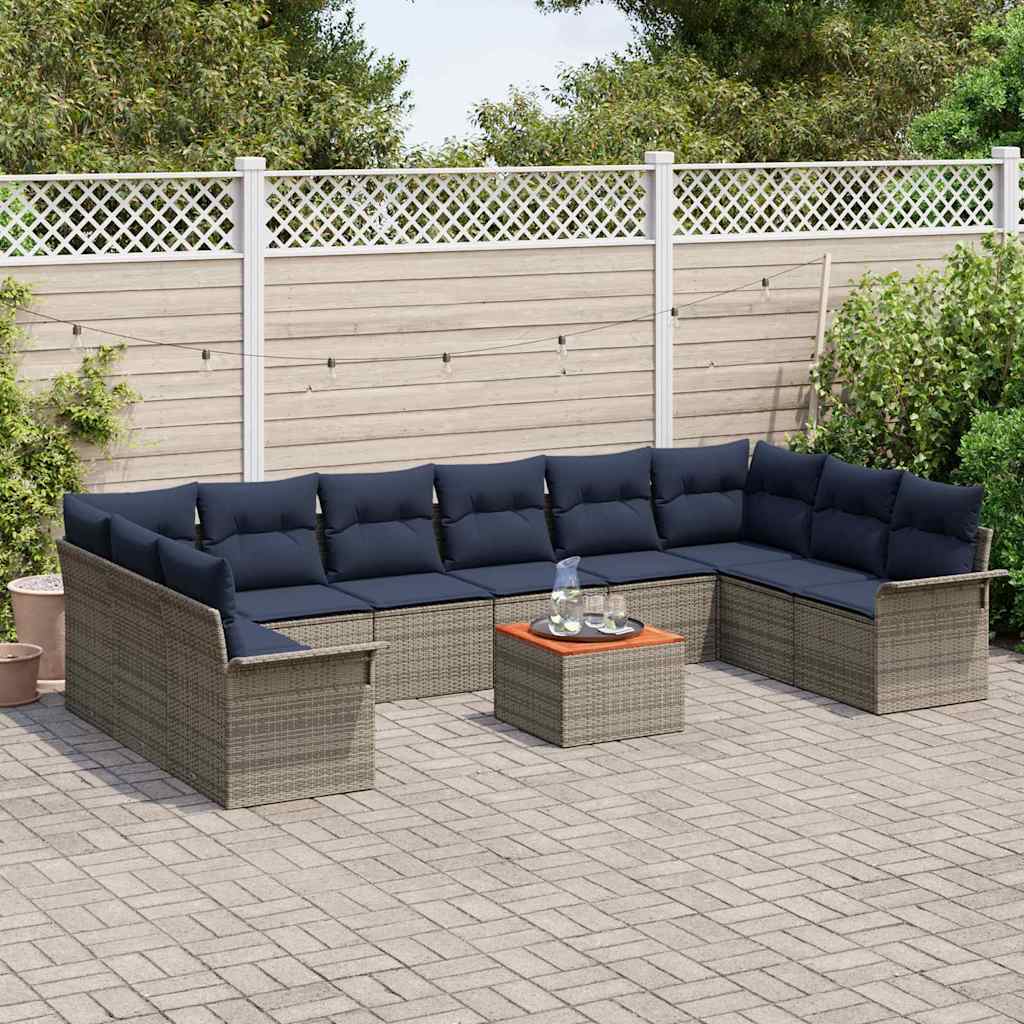 vidaXL Tuinbankenset met kussen 11 pcs Zwart poly rattan