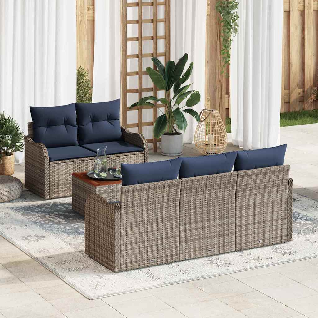 vidaXL Tuinbankenset 6 st Grijs poly rattan