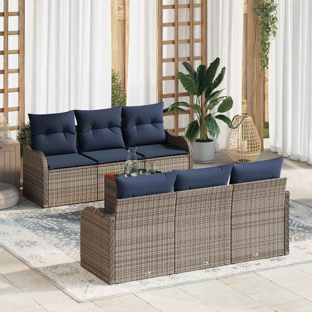 vidaXL Tuinbankenset 7 st Grijs poly rattan