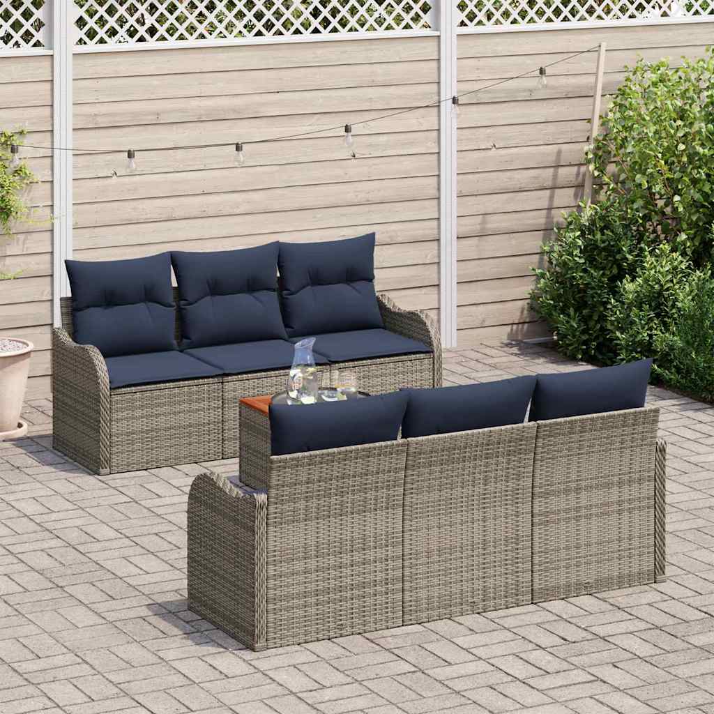 vidaXL Tuinbankenset 7 st Grijs poly rattan