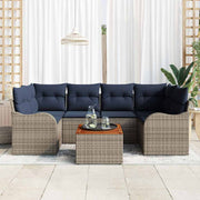 vidaXL Tuinbankenset 7 st Grijs poly rattan