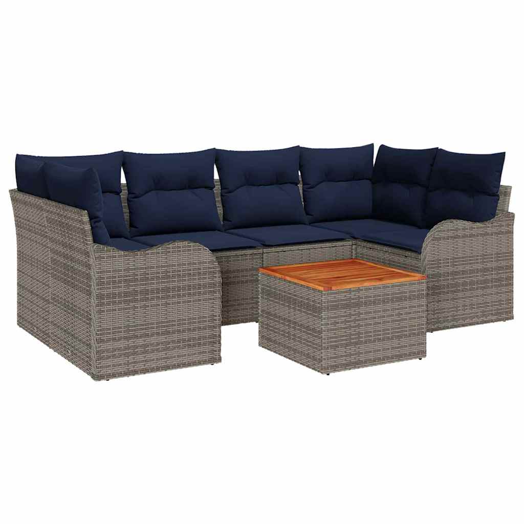 vidaXL Tuinbankenset 7 st Grijs poly rattan