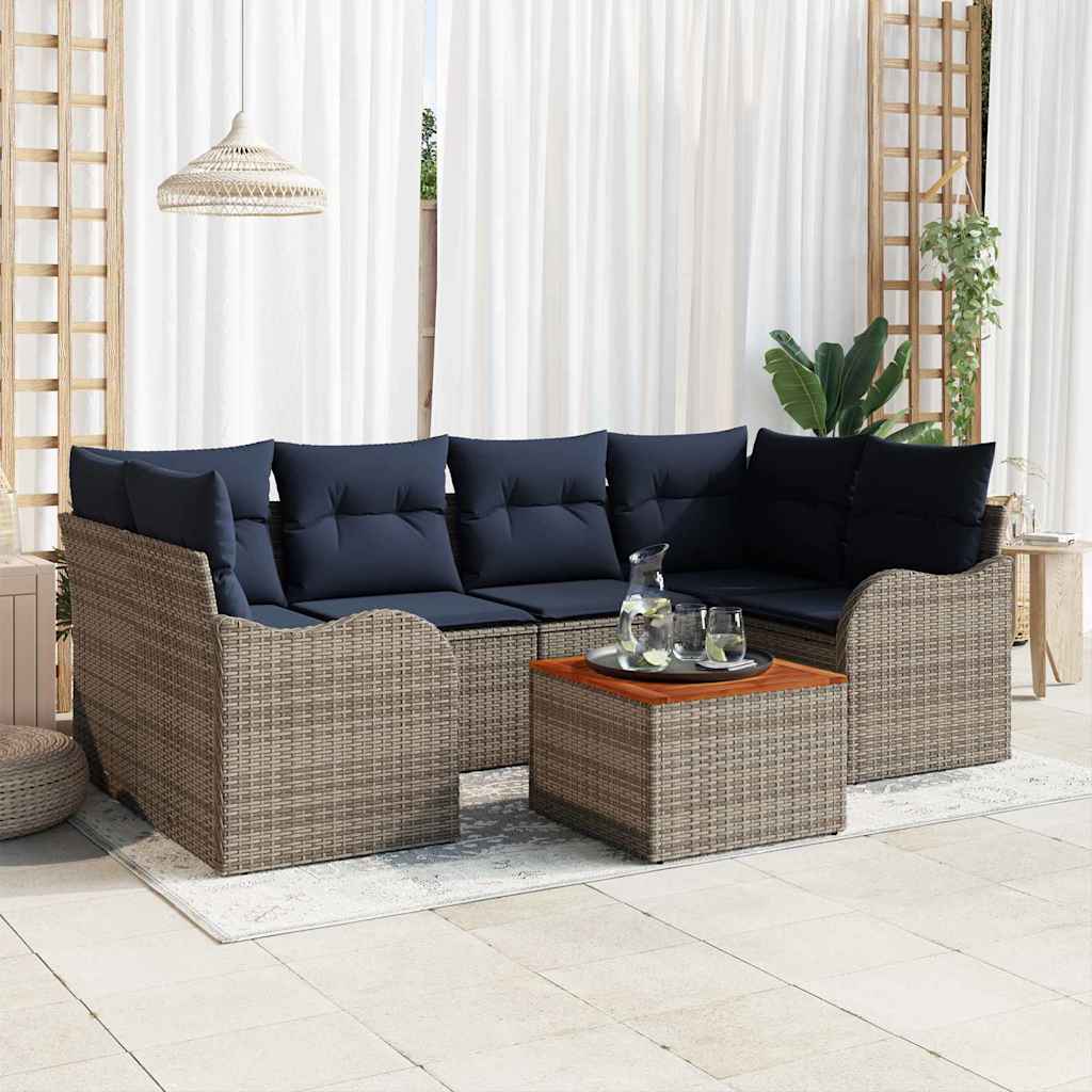 vidaXL Tuinbankenset 7 st Grijs poly rattan