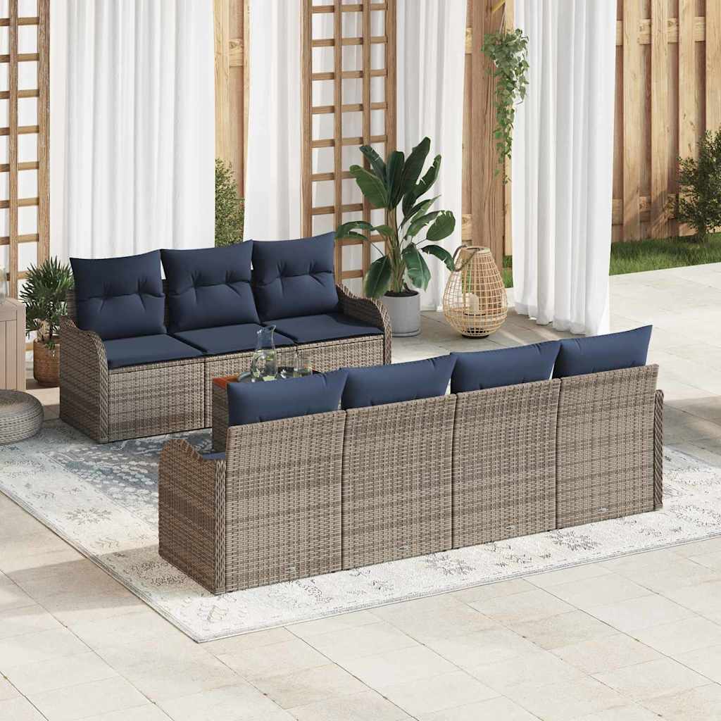 vidaXL Tuinbankenset 8 st Grijs poly rattan
