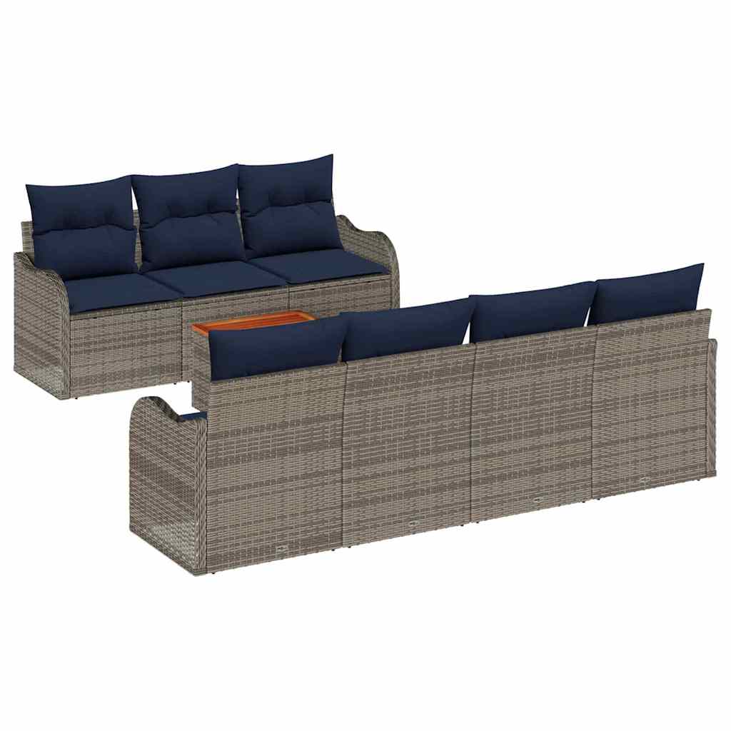 vidaXL Tuinbankenset 8 st Grijs poly rattan