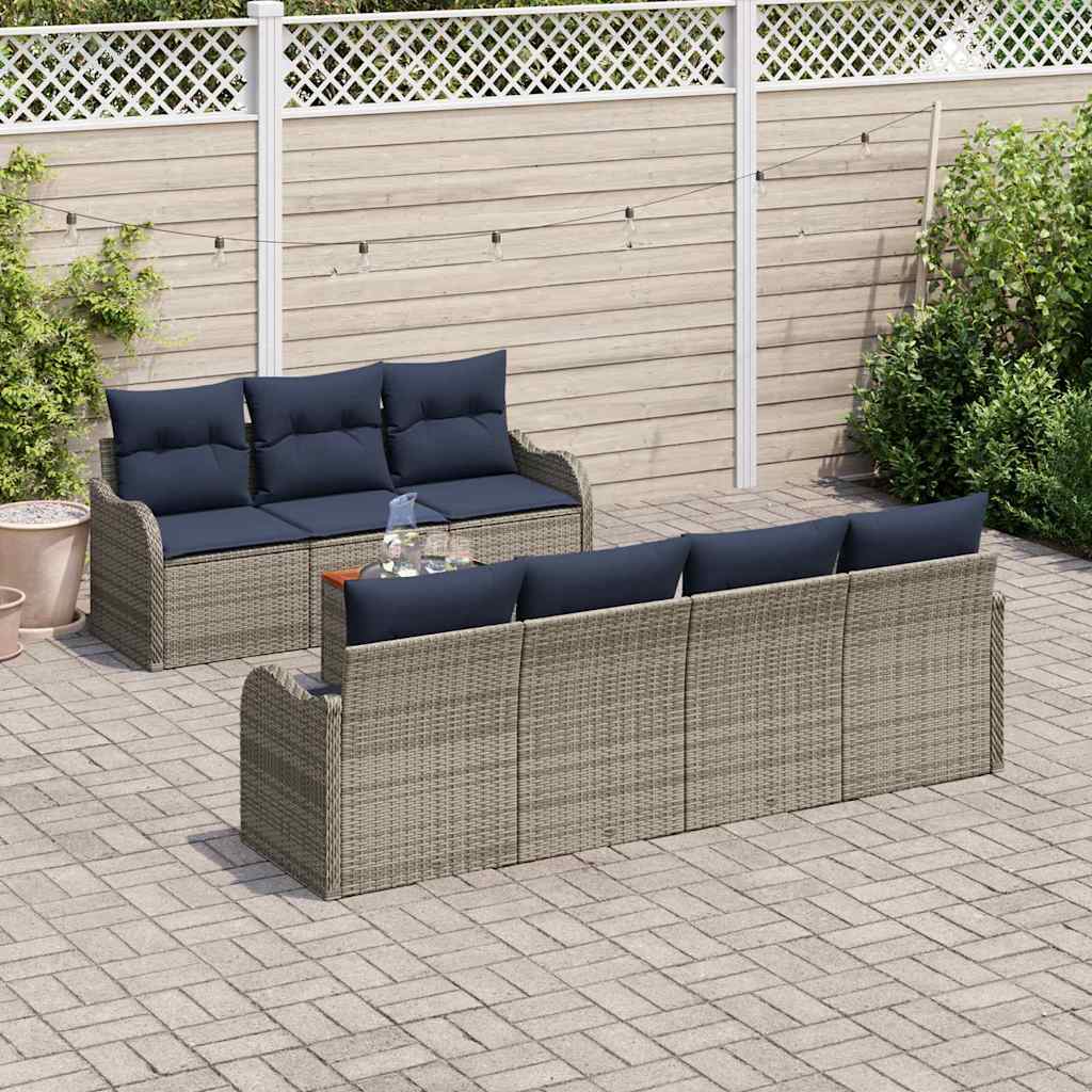 vidaXL Tuinbankenset 8 st Grijs poly rattan