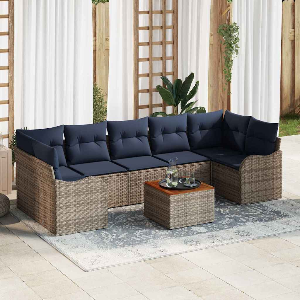 vidaXL Tuinbankenset 8 st Grijs poly rattan