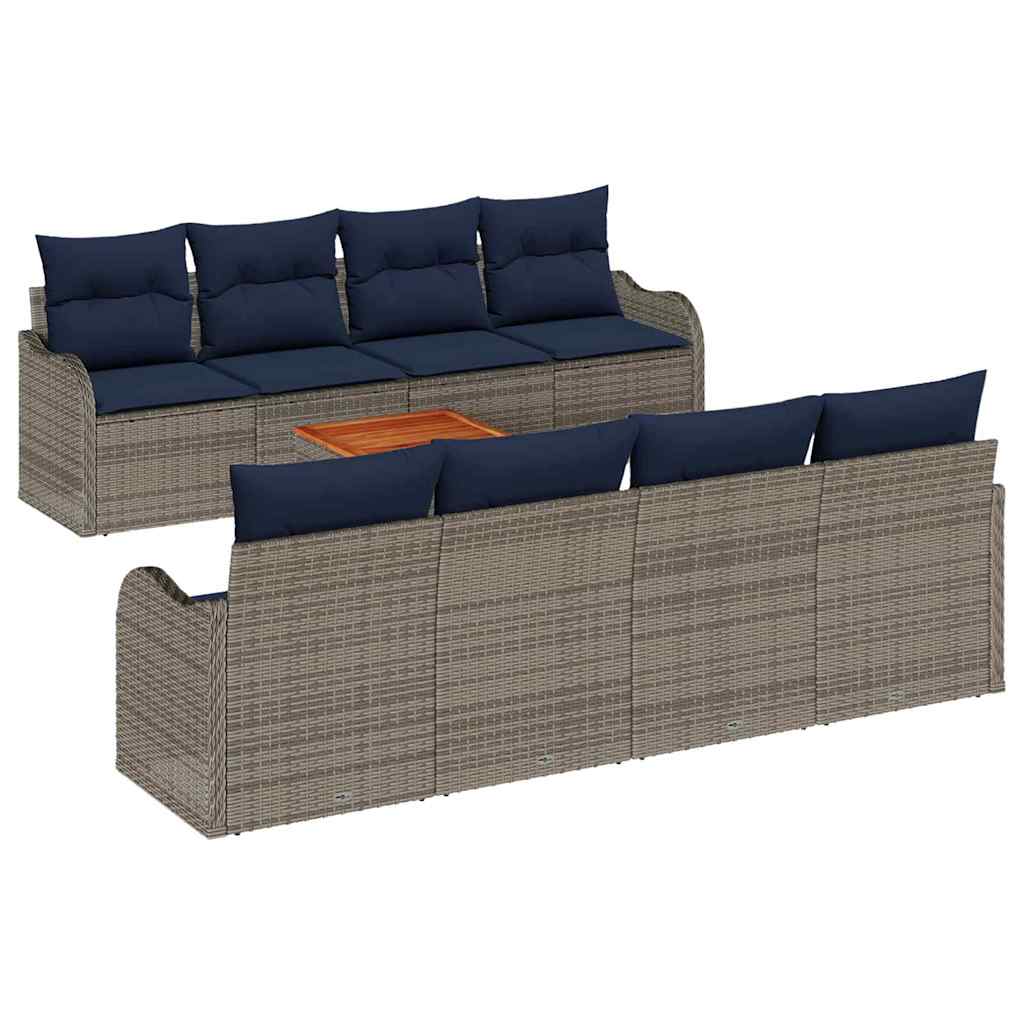 vidaXL Tuinbankenset 9 st Grijs poly rattan