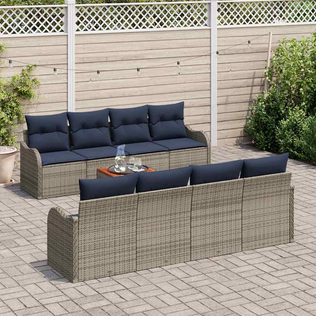 vidaXL Tuinbankenset 9 st Grijs poly rattan