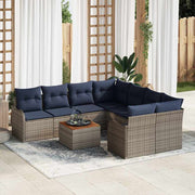 vidaXL Tuinbankenset 9 st Grijs poly rattan
