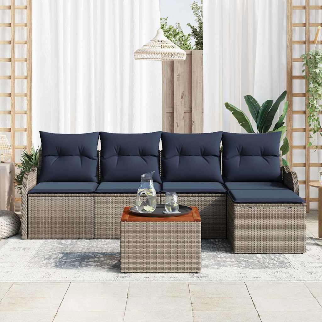 vidaXL Tuinbankenset 6 st Grijs poly rattan
