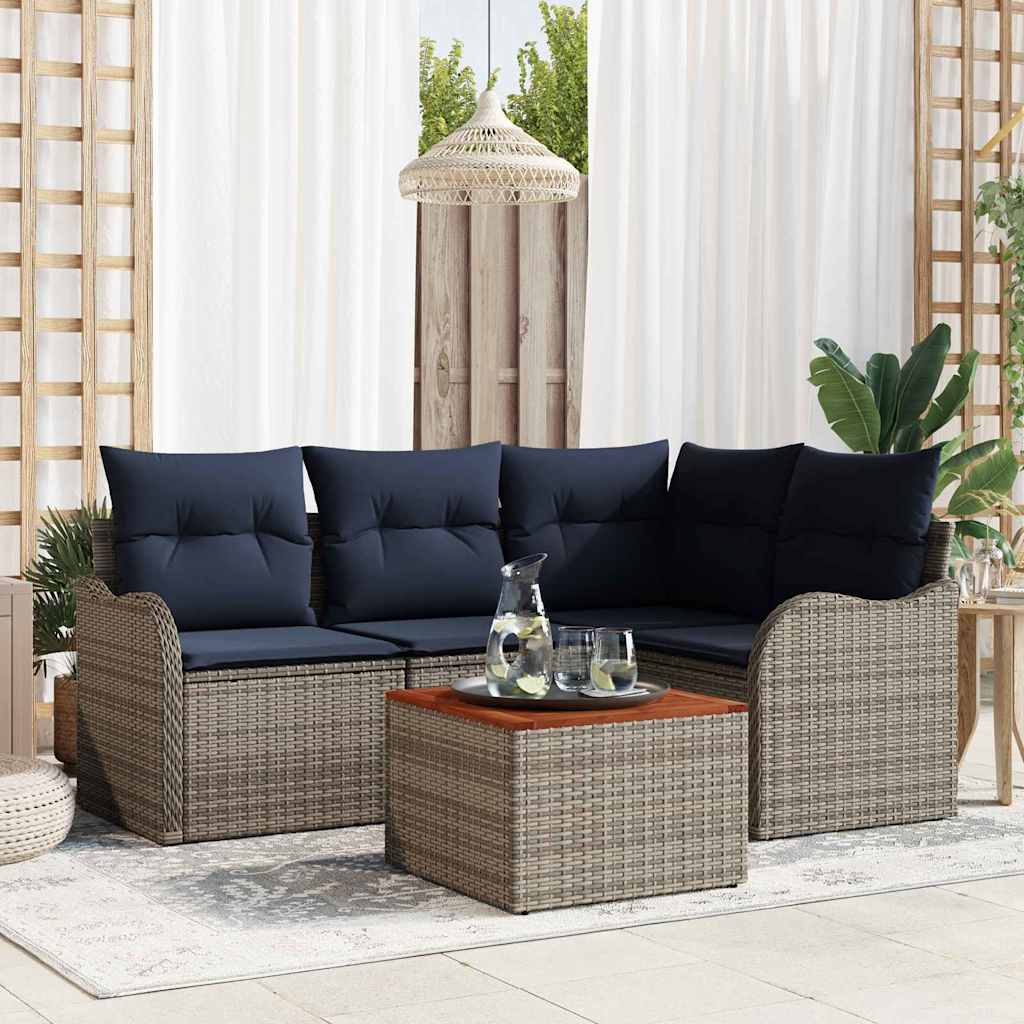 vidaXL Tuinbankenset 5 st Grijs poly rattan