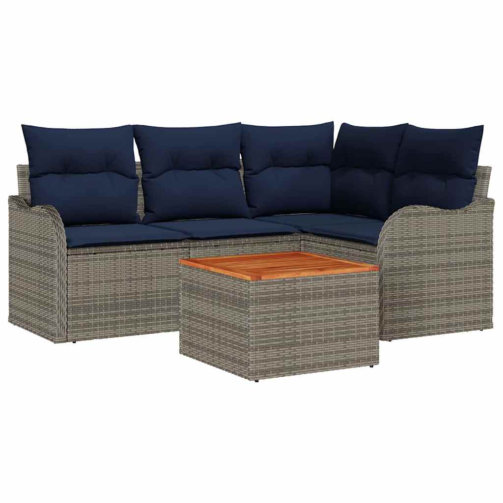 vidaXL Tuinbankenset 5 st Grijs poly rattan