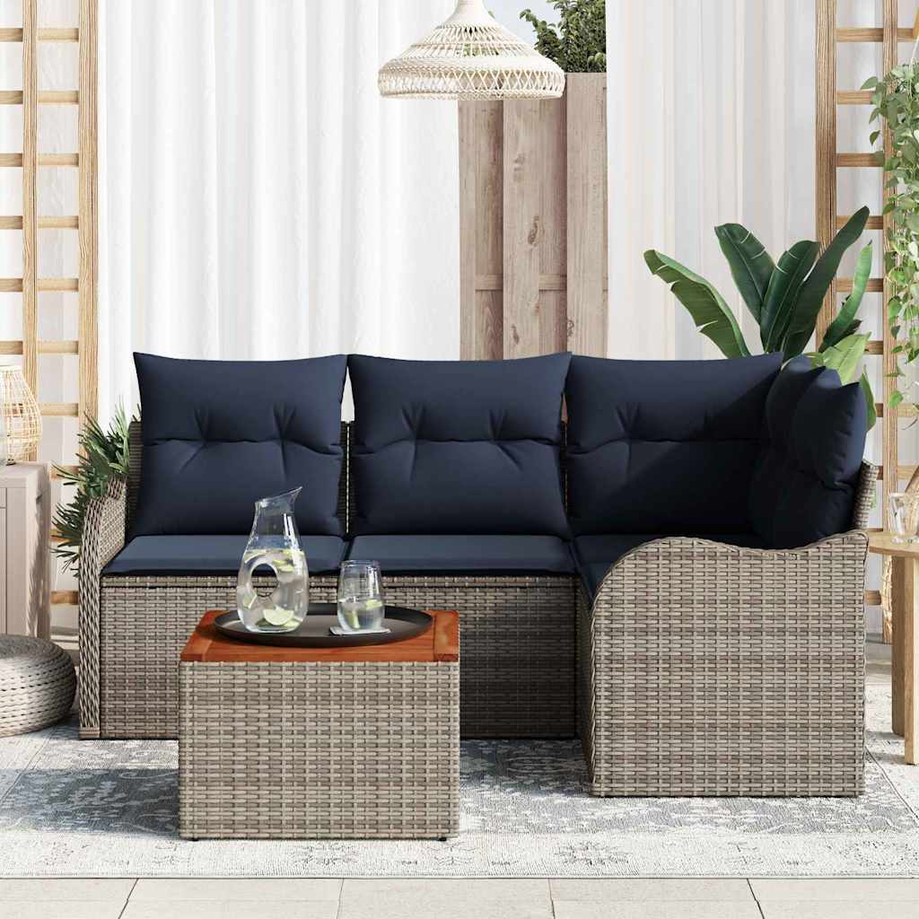 vidaXL Tuinbankenset 5 st Grijs poly rattan
