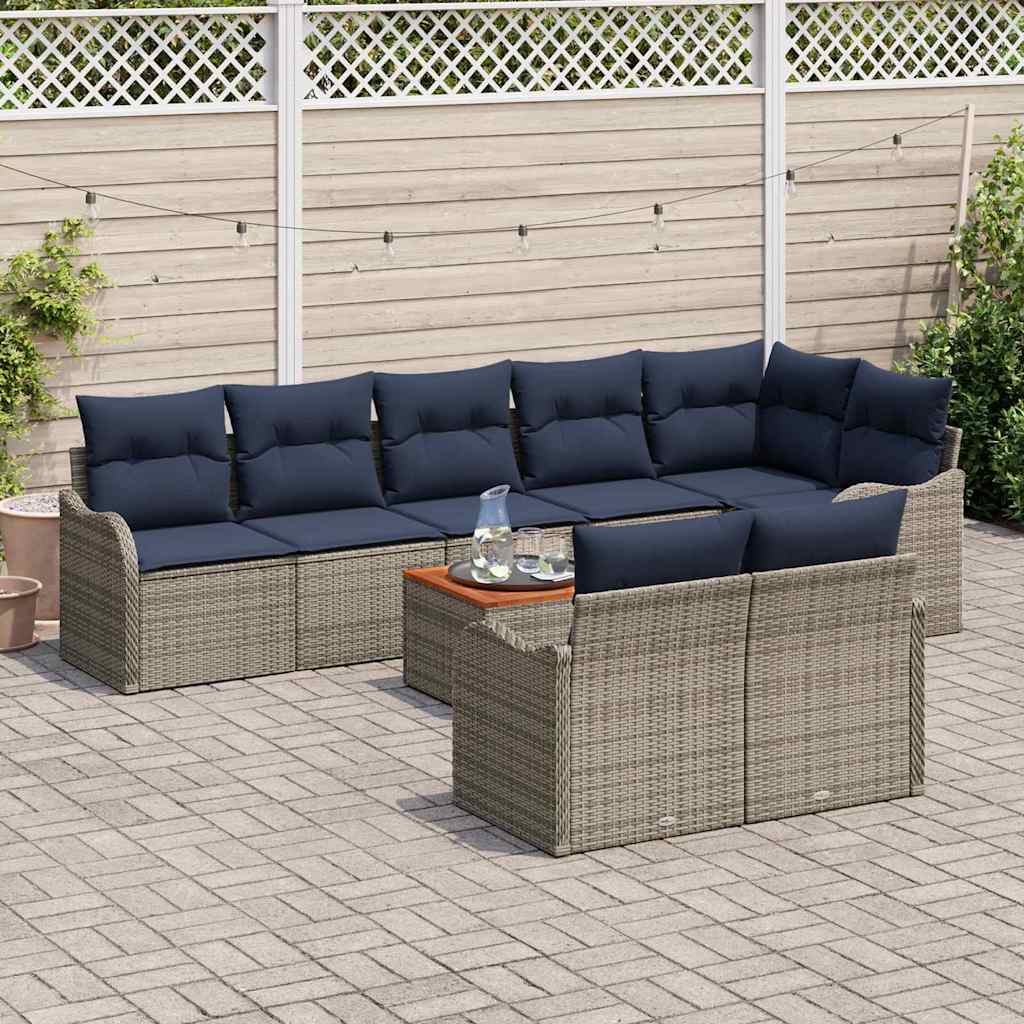 vidaXL Tuinbankenset 9 st Grijs poly rattan