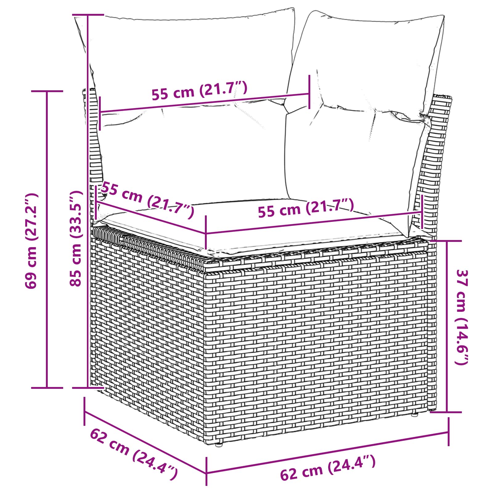 vidaXL Tuinbankenset 7 st Grijs poly rattan