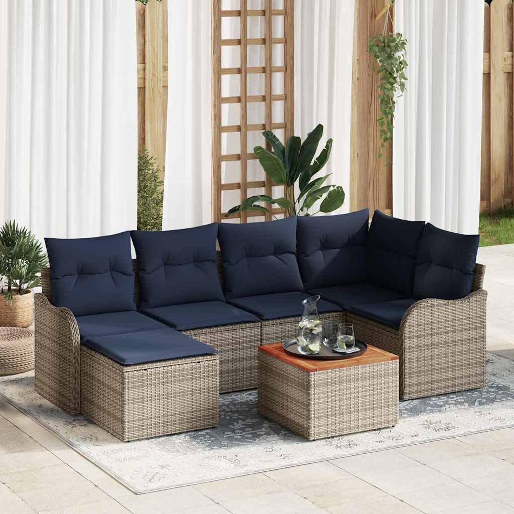 vidaXL Tuinbankenset 7 st Grijs poly rattan