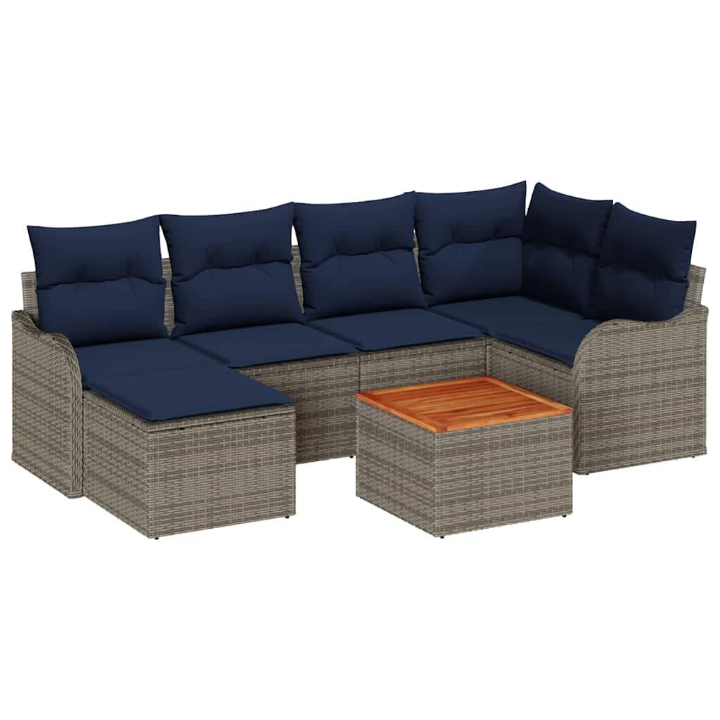 vidaXL Tuinbankenset 7 st Grijs poly rattan