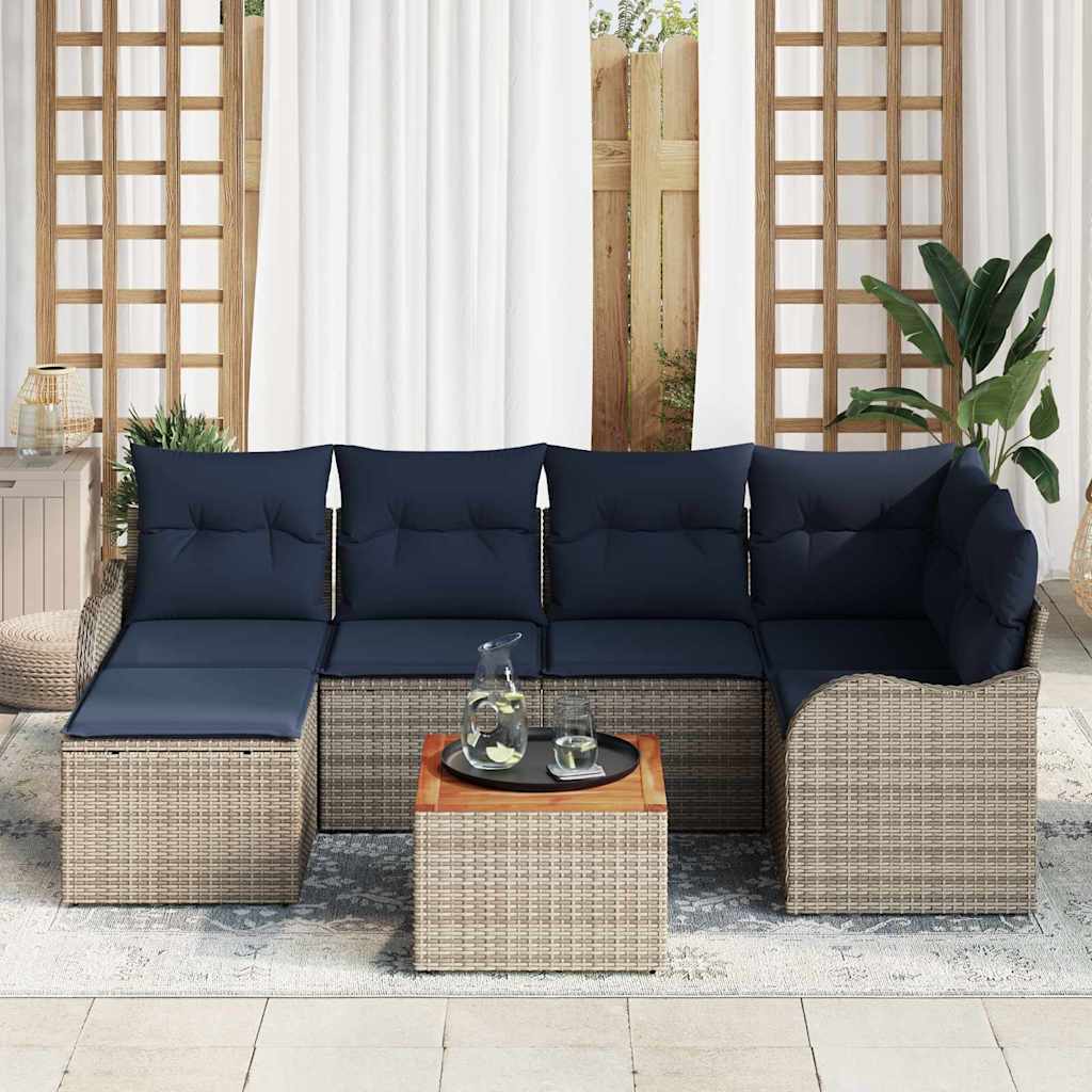 vidaXL Tuinbankenset 7 st Grijs poly rattan