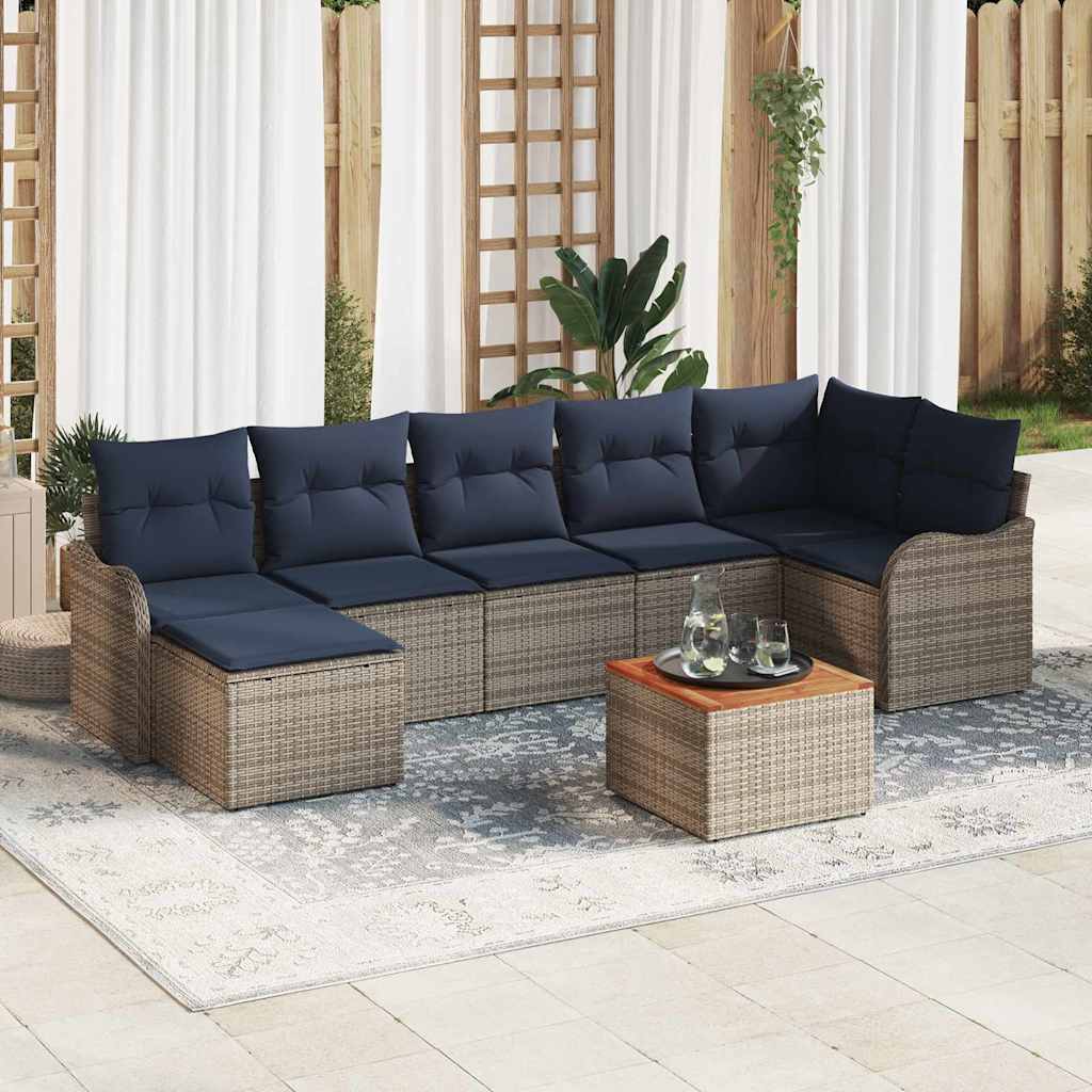 vidaXL Tuinbankenset 8 st Grijs poly rattan