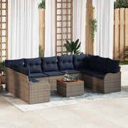 vidaXL Tuinbankenset 10 st Grijs poly rattan