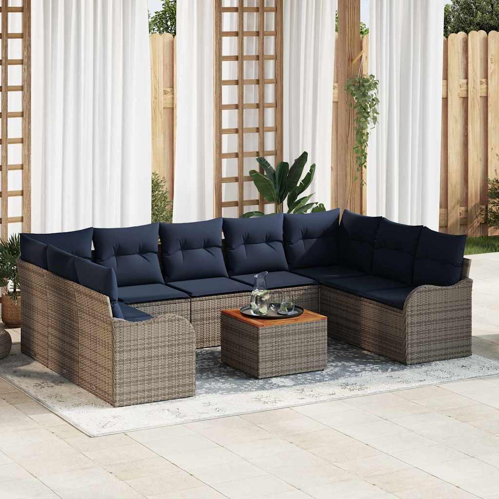 vidaXL Tuinbankenset 10 st Grijs poly rattan