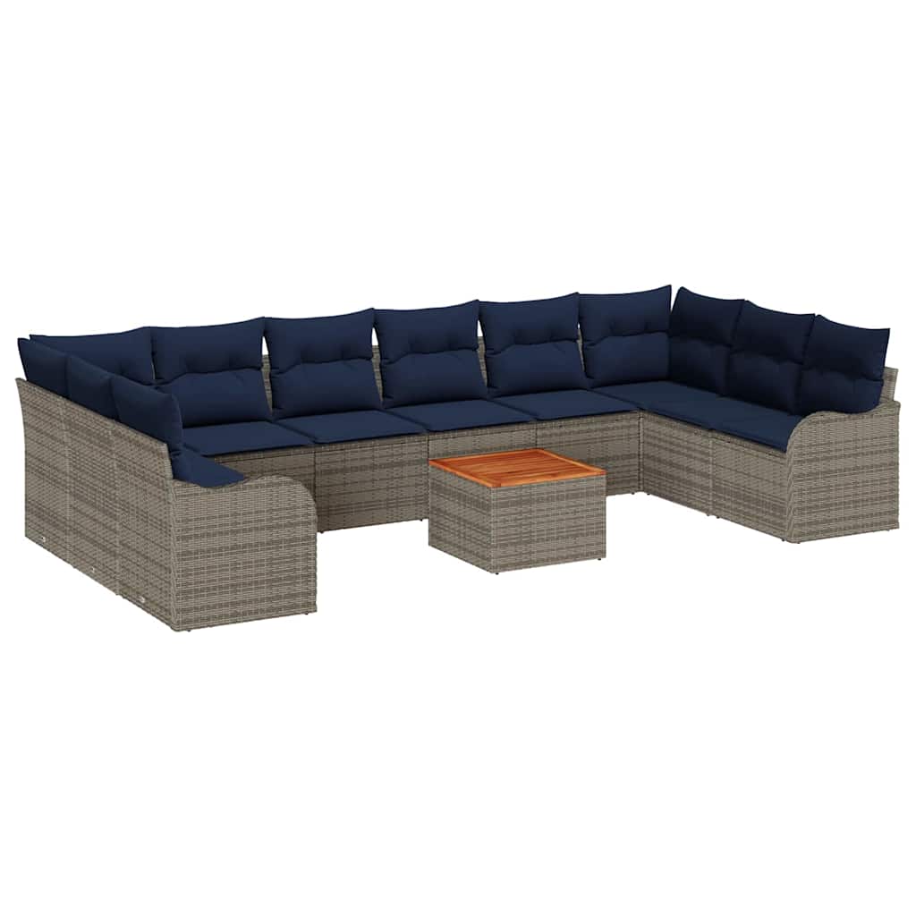 vidaXL Tuinbankenset 10 st Grijs poly rattan