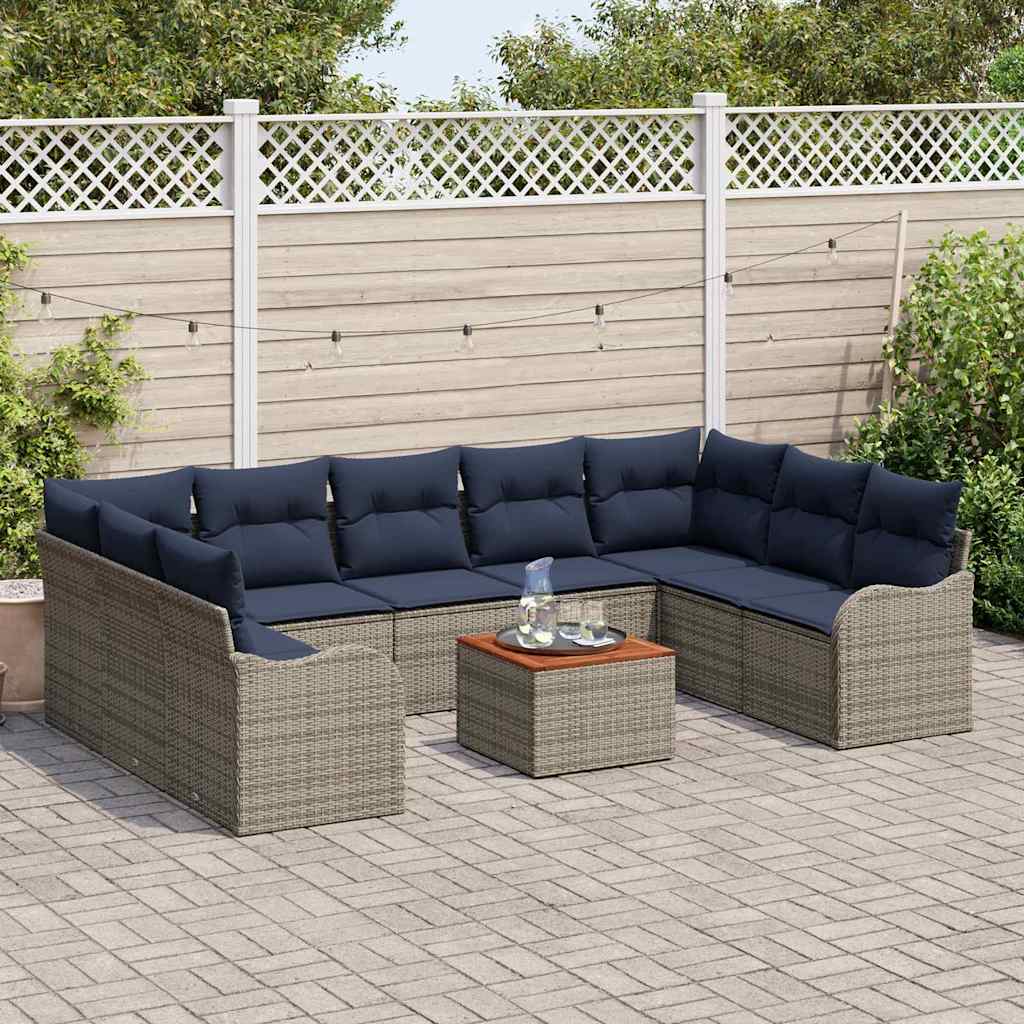 vidaXL Tuinbankenset 10 st Grijs poly rattan