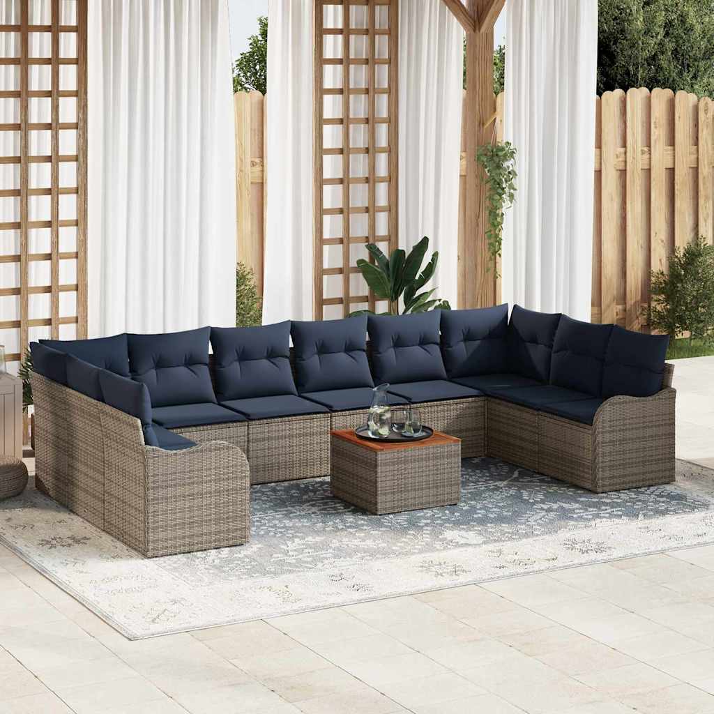 vidaXL Tuinbankenset 11 st Grijs poly rattan
