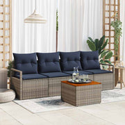 vidaXL Tuinbankenset met kussen 5 pcs Grijs poly rattan