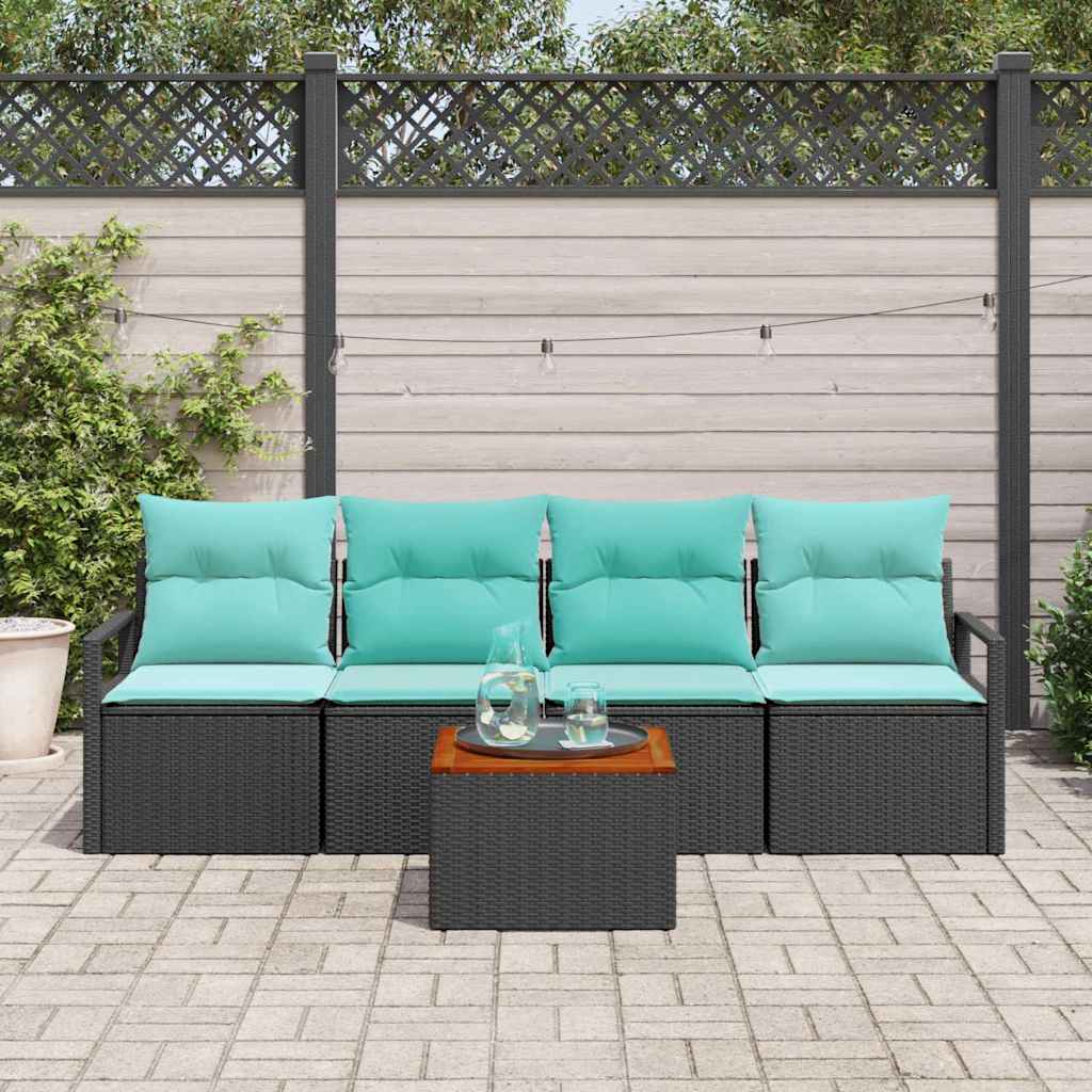 vidaXL Tuinbankenset met kussen 5 pcs Grijs poly rattan