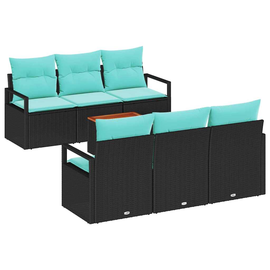 vidaXL Tuinbankenset met kussen 7 pcs Grijs poly rattan