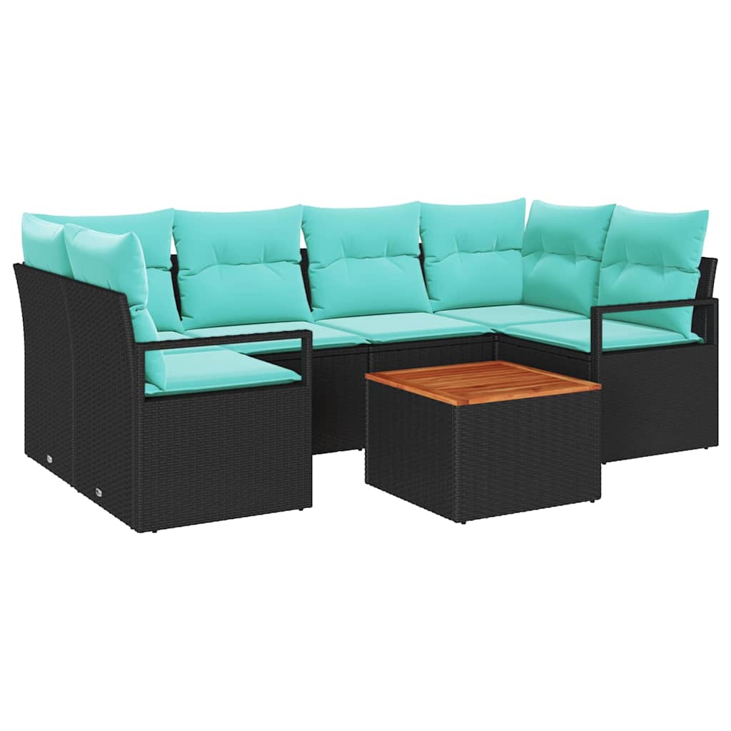 vidaXL Tuinbankenset met kussen 7 pcs Grijs poly rattan
