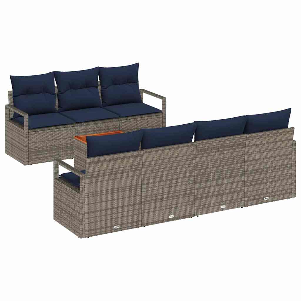 vidaXL Tuinbankenset met kussen 8 pcs Grijs poly rattan