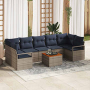 vidaXL Tuinbankenset met kussen 8 pcs Grijs poly rattan