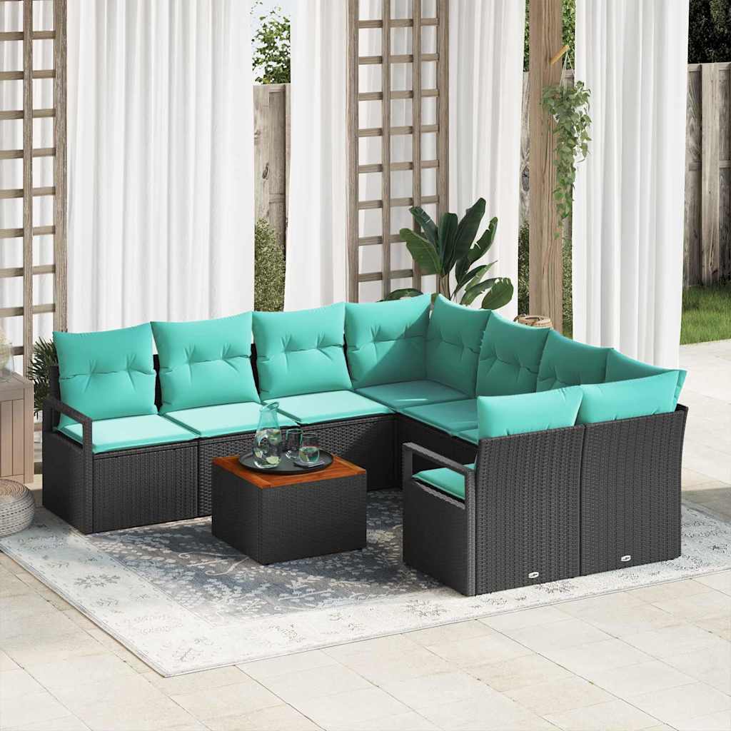 vidaXL Tuinbankenset met kussen 9 pcs Grijs poly rattan
