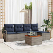 vidaXL Tuinbankenset met kussen 6 pcs Grijs poly rattan
